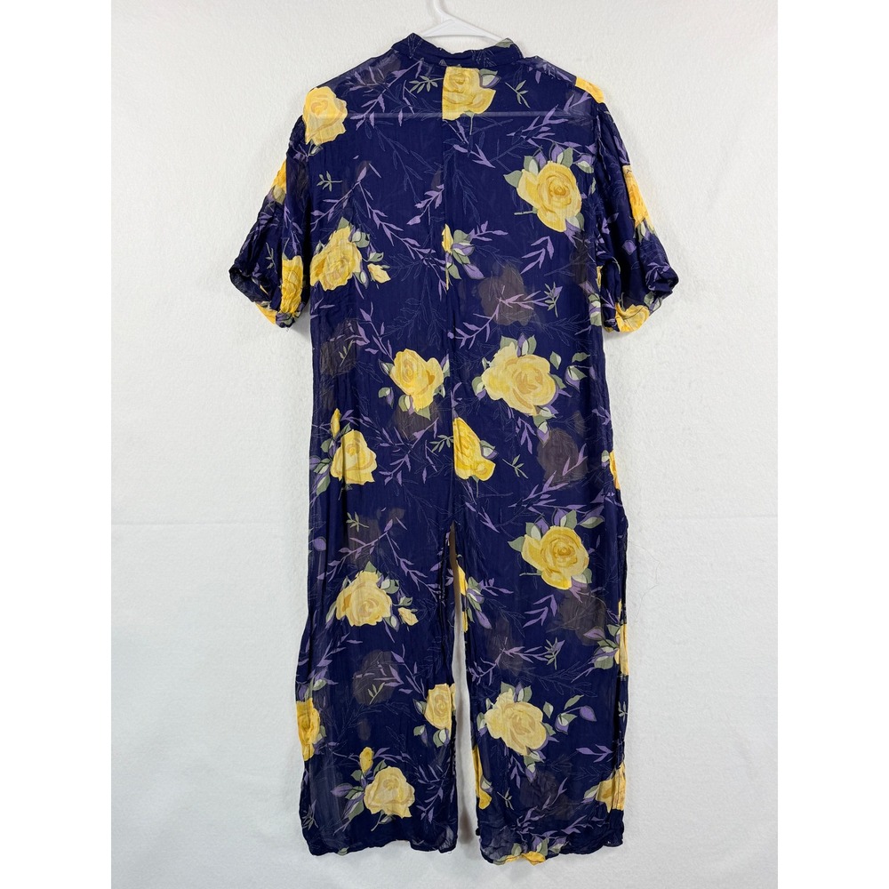 Lolette Maxi Dress Womens Large Purple Yellow Rose Floral‎ Sheer Vtg Cottagecore - Picture 6 of 8